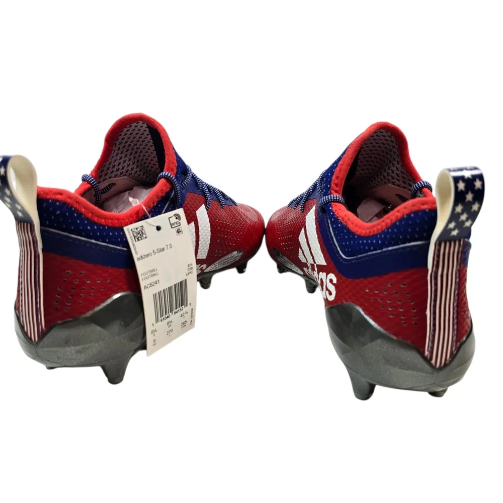 ADIDAS Adizero 5-Star 7.0 Philadelphia Low Football Cleats, Red/Blue‎ Men's Sz 9